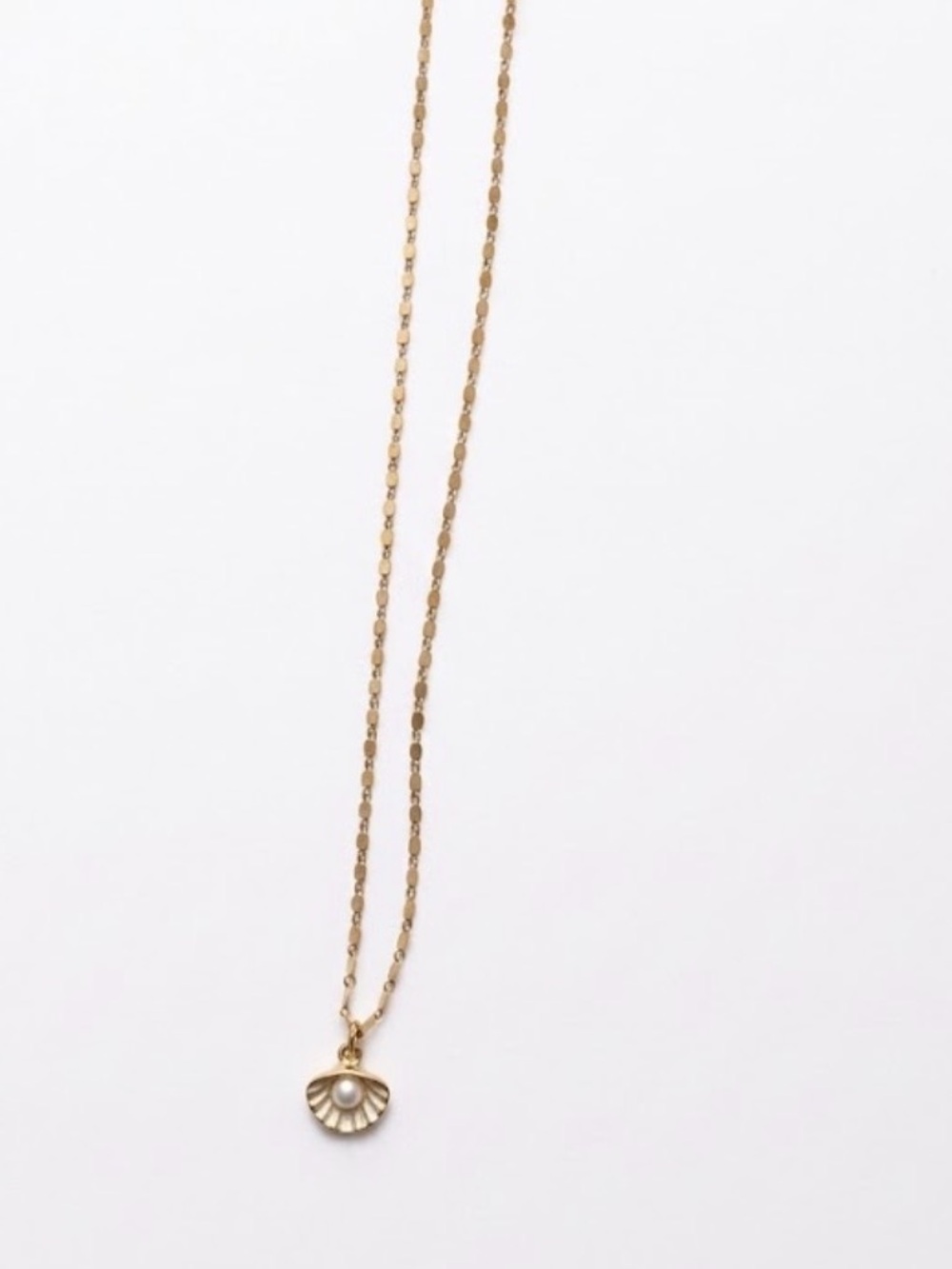 Gold Shell Pendant Necklace with Pearl Accent - Women Jewelry